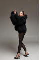 Women's black sheepskin coat made of natural llama